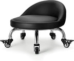 Rolling Stool with Backrest Low Height Rolling Stool with PU Leather, Roller by LWADALN