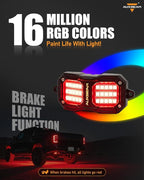 Auxbeam 8 Pods RGB LED Rock Lights w/Brake Mode, Dynamic Color Changing Wheel - Image 2
