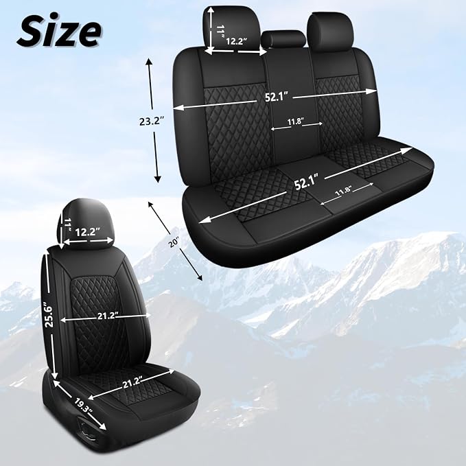 Leather Car Seat Covers, Breathable and Waterproof Seat Cover Full Set - Image 3
