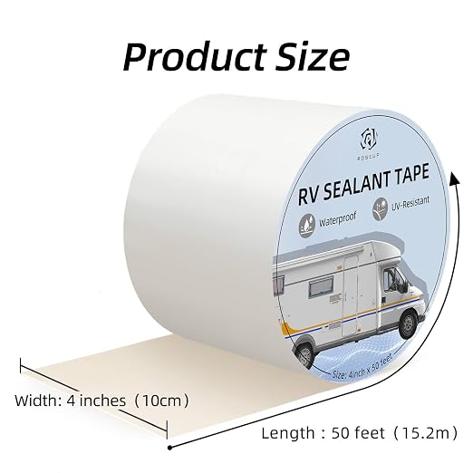 ROSEUP RV Roof Repair White Tape, 4 Inch X 50 Feet, RV Repair Seal Tape - Image 2