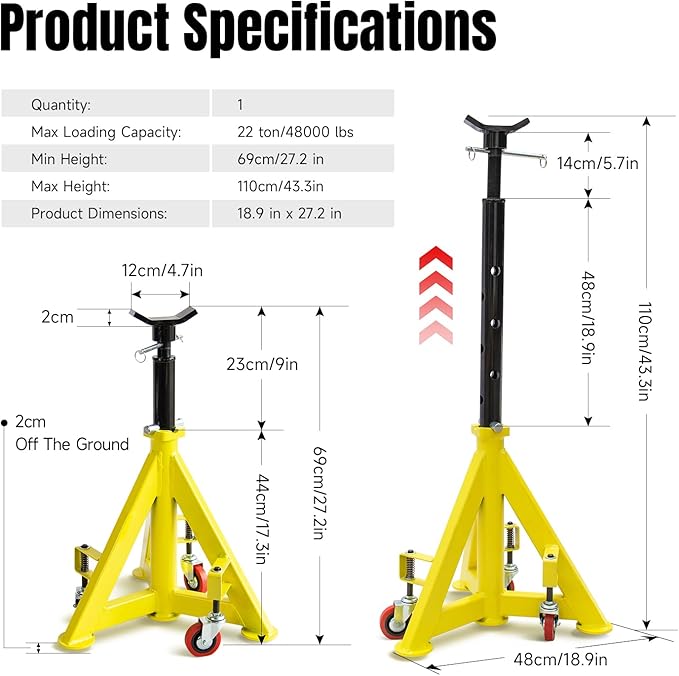 22 Ton Jack Stands Heavy Duty Jack Stand Double Locking Pin Type Car Jack Stand - Image 2