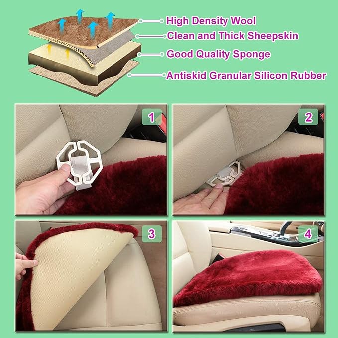 20 inchs Fluffy Shearling Sheepskin Car Seat Cover - Image 4