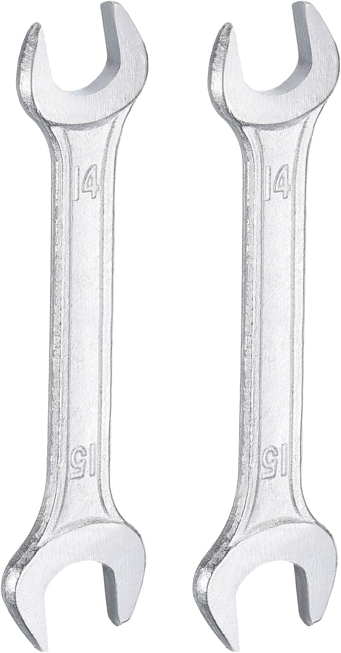 HARFINGTON 2pcs Double Open End Wrench 14mm x 15mm Metric 15 Degree Offset by HARFINGTON