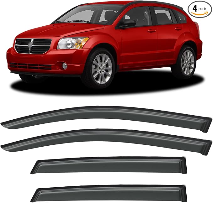 Window Visors Rain Guards for 2007-2012 Dodge Caliber, Out-Channel Window Vent by YQAUTEC