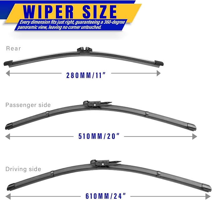 3 wipers Replacement for 2020-2023 Ford Escape, Windshield Wiper Blades - Image 2