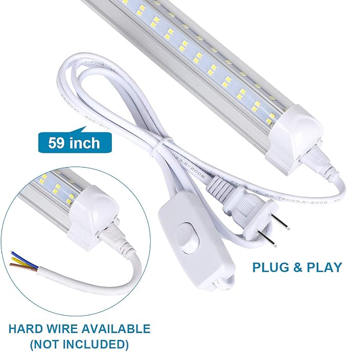 10 Pack, Led Shop Lights, 8FT Led Shop Light, 144W 5000K 19500LM Clear White - Image 2