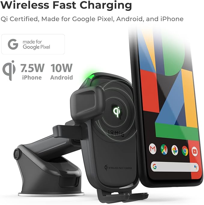 iOttie Car Charger Easy One Touch Wireless 2 Qi Charging Dashboard Phone Mount - Image 3