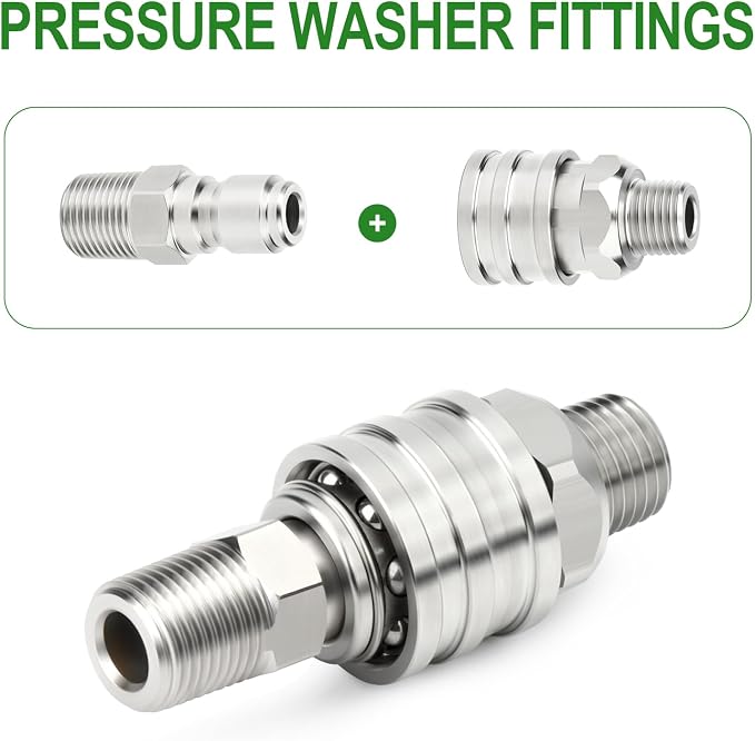 TAISHER 4PCS 304 Stainless Steel Pressure Washer Adapter Kit, Quick Connect - Image 5