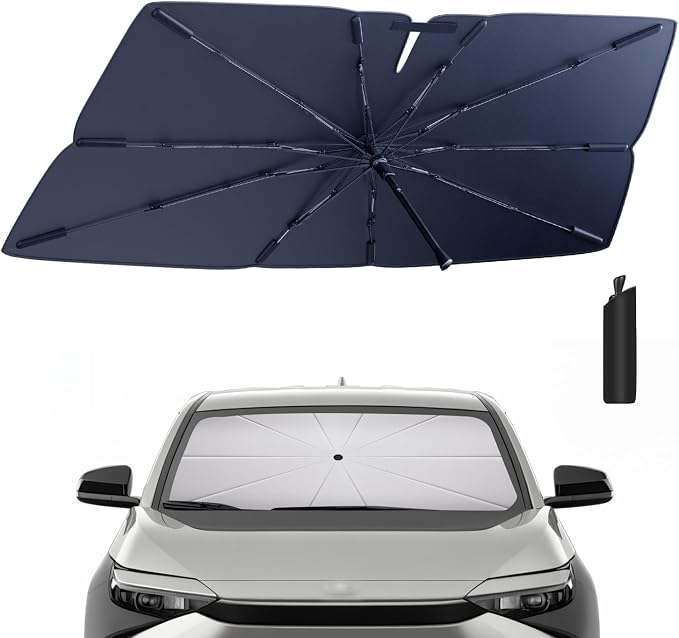 Windshield Sun Shade Umbrella for 2023-2025 Toyota bZ4X Accessories: Custom Fit by HIMUMOY