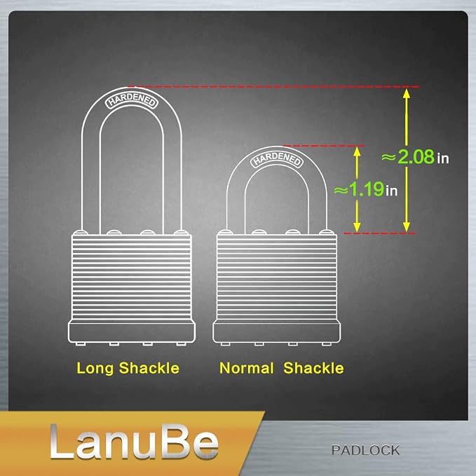 LanuBe Lock Laminated keyed Padlock, keyed Alike Locks, Normal Shackle - Image 6