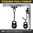 MIKEDE Black Strong Magnetic Hooks, 70LB+ Swivel Swing Magnetic Hooks Heavy Duty - Image 2
