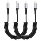 Coiled USB C to Lightning Cable, 2 Pack Retractable iPhone Charging Cable by PEAKLIFT
