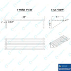 AmGood 14 in. x 48 in. NSF Stainless Steel Tubular Wall Shelf | Heavy-Duty - Image 5