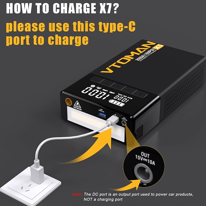 VTOMAN X7 Jump Starter with Air Compressor, 4250A Portable Car Jumper with - Image 5