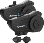 Moman Motorcycle Intercom, H2 Pro【2 Pack Carbon】 Helmet Headset Wireless by Moman