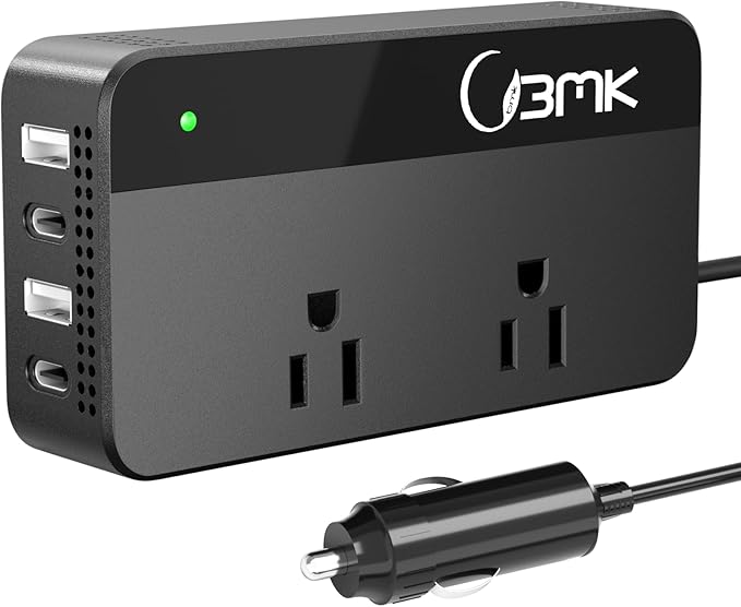 BMK 200W Car Power Inverter DC 12V to 110V AC Car Inverter 4 USB Ports Charger by BMKBLUEMICKEY
