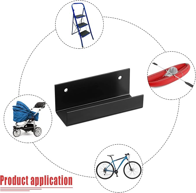 Blulu 4 Pieces Wall Mount Ladder Wall Wheelbarrow Hanger Steel Garage Storage - Image 4