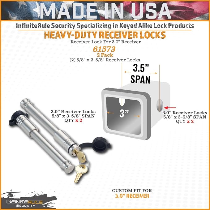 61573 | 2 Pack, Keyed Alike, Receiver Locks - Image 2