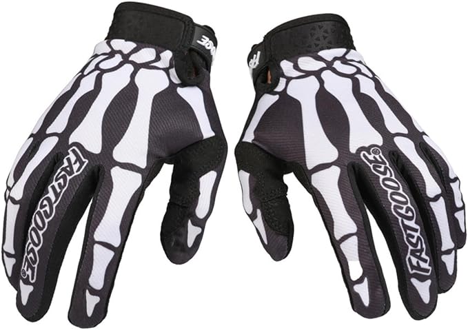Skeleton Cool Motorcycle Bicycle Full Finger Off-Road Racing Gloves Outdoor by EXCEREY