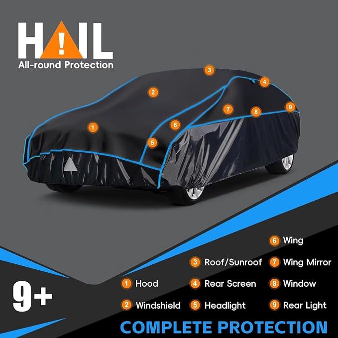 Hail Protector Car Cover, Outdoor Anti Hail Car Covers Thick Multi-Layered EVA - Image 3