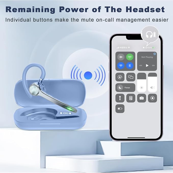 Bluetooth Headset, Wireless Bluetooth Earpiece - Image 4