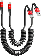 Coiled Lightning Cable, iPhone Charger Cable 3FT/6FT by KIYODA
