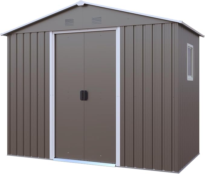 4x8 FT Outdoor Storage Shed, Metal Garden Shed - Image 8