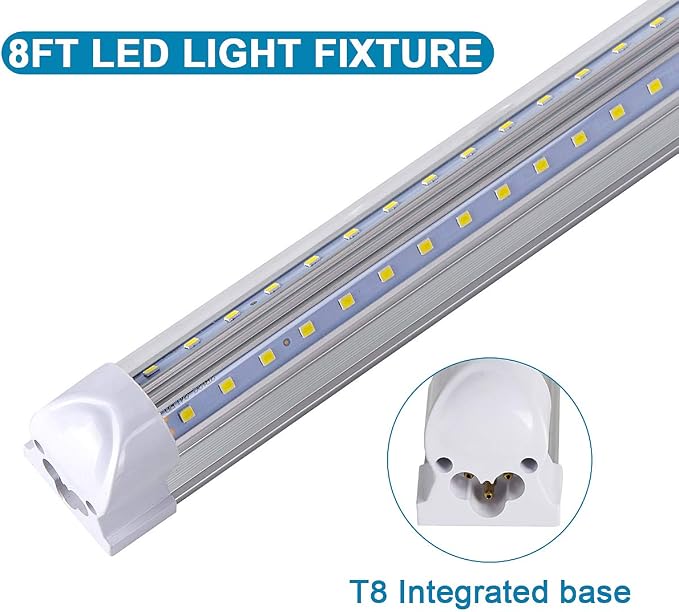 12 Pack, Led Shop Lights, 8FT Led Shop Light, 100W 6000K 15000LM Clear White - Image 4