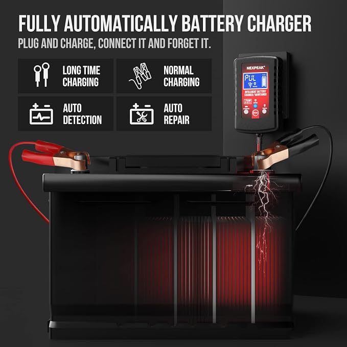 1.75-Amp Car Battery Charger, 6V and 12V Smart Fully Automatic Battery Charger - Image 4