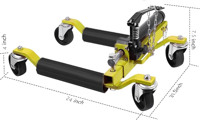 4 Pcs Car Wheel Dolly with Hydraulic Tire Jack, 1500LBS Capacity Trailer Dolly - Image 2