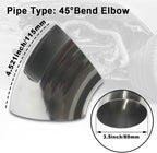 OD 3.5 inch 45 degree exhaust elbow Pipe SS304 Stainless Steel Bend Suitable - Image 3
