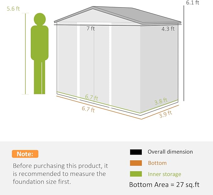 Outsunny 7' x 4' Outdoor Storage Shed, Garden Tool Metal Shed - Image 7