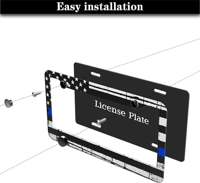 License Plate Frames Black, and Blue License Plate Frame American Flag USA - Image 7