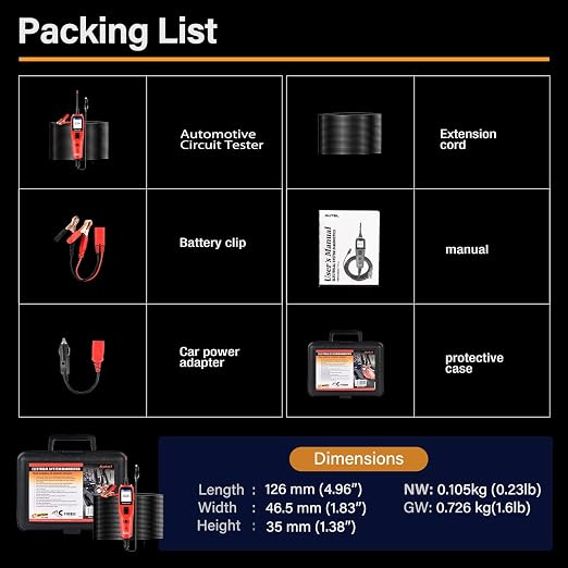 Autel PowerScan PS100 Automotive Circuit Tester 2.0, 12-24V Power Circuit Probe - Image 9