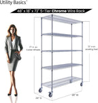 48"x18"x72" Chrome 5-Tier PREMIUM Wire Shelving NSF 4000 LBS MAX CAPACITY Heavy - Image 2