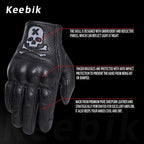 Goatskin Leather Motorcycle Motorbike Powersports Racing Gloves Reflective - Image 2