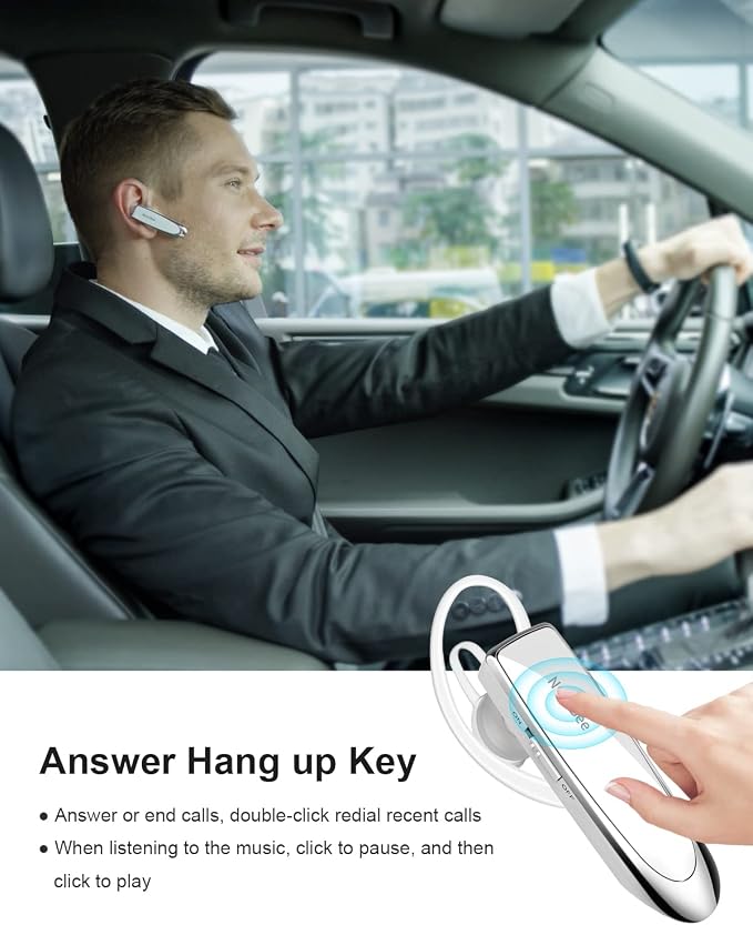 New bee Bluetooth Earpiece V5.0 Wireless Handsfree Headset 24 Hrs Driving 60 - Image 5