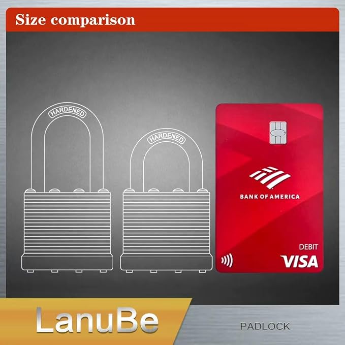 LanuBe Lock Laminated Steel Keyed Padlock, Keyed Alike Locks, Long Shackle - Image 4