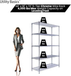 48"x18"x72" Chrome 5-Tier PREMIUM Wire Shelving NSF 4000 LBS MAX CAPACITY Heavy - Image 3