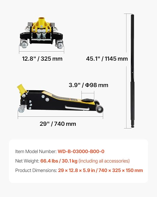 VEVOR 3 Ton Low Profile, Aluminum and Steel Racing Floor Jack - Image 7