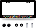 Colorful Hippie Flowers License Plate Frame Beautiful Floral License Plate by BRAGHRTED
