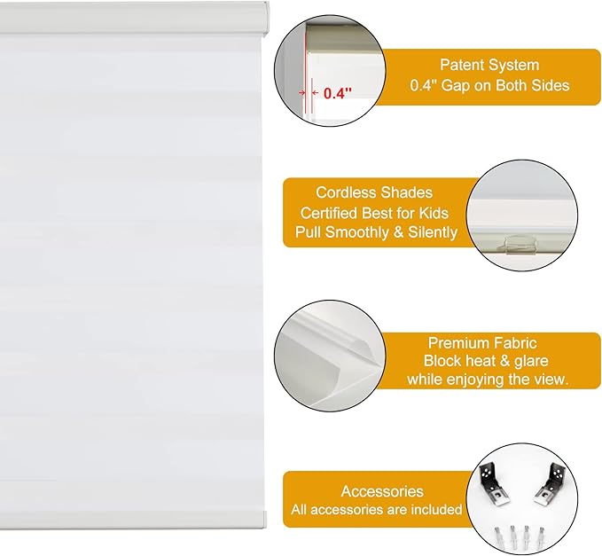 Persilux Cordless Zebra Blinds for Indoor Windows, Free-Stop Zebra Blinds - Image 3