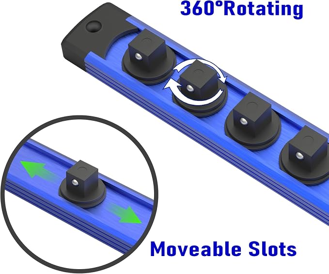 Magnetic Socket Holder Organizer Set, 6-Piece Heavy Duty Aluminum Alloy Socket - Image 3