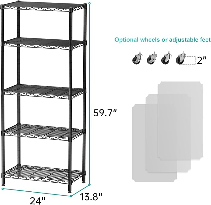 SINGAYE 5 Garage Heavy Duty Shelving Unit Kitchen Pantry Close Home Organizers - Image 3