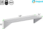 AmGood 14 in. x 48 in. NSF Stainless Steel Tubular Wall Shelf | Heavy-Duty - Image 3