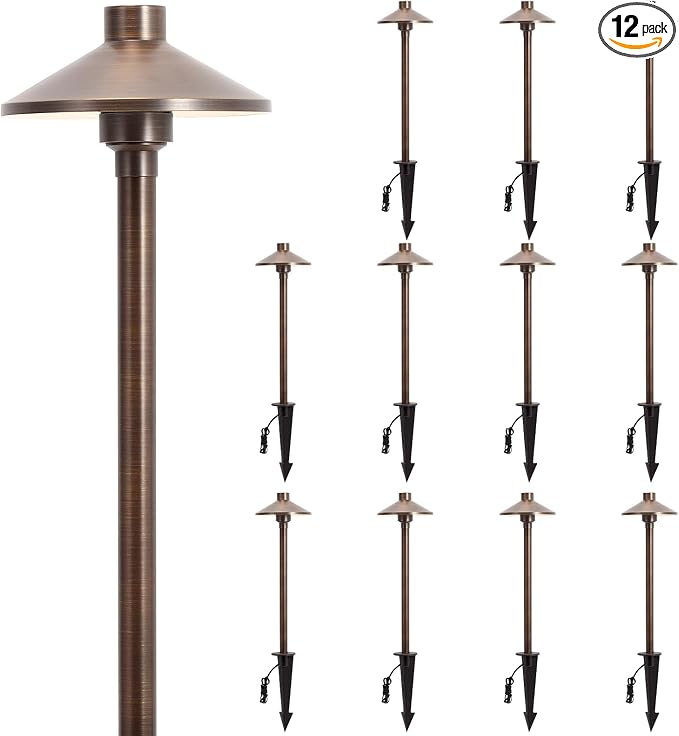 Gardencoin Solid Brass Low Voltage Pathway Lights, 12V AC/DC Heavy Duty LED by Gardencoin