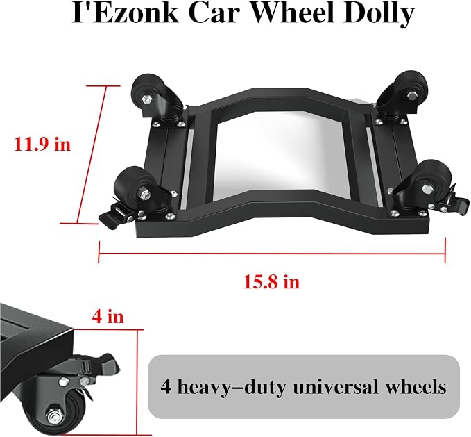I'EZONK Industrial Stainless Steel Car Dolly Set of 4-6, 084kg Capacity | Pro - Image 2