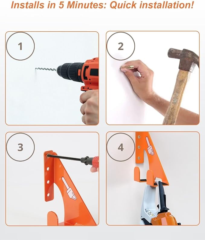 Chainsaw Holder - 180LB Heavy-Duty Alloy Steel Wall Mount Set - Image 5