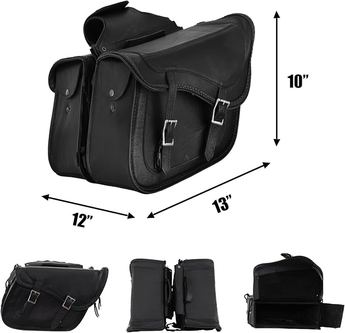 GARGOYLE BELLS Motorcycle Saddle Bags Leather Motorcycle Luggage Bag - Image 5