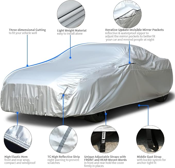 Tecoom Sport Car Cover Waterproof All Weather, Light Shell Car Covers - Image 2